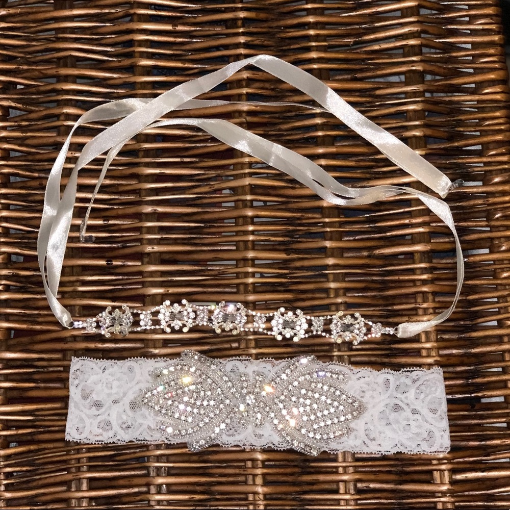 Bridal headband and garter